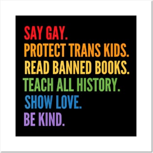 Say Gay Protect Trans Kids Read Banned Books Be Kind LGBTQIA Posters and Art